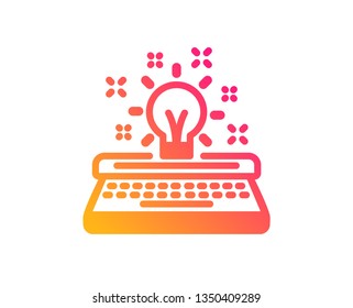 Typewriter icon. Creativity sign. Inspiration light bulb symbol. Classic flat style. Gradient typewriter icon. Vector