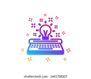 Typewriter icon. Creativity sign. Inspiration light bulb symbol. Dynamic shapes. Gradient design typewriter icon. Classic style. Vector
