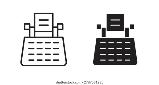 Typewriter icon design pack in white and black color