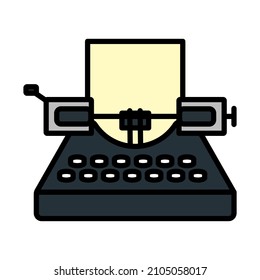 Icono de máquina de escribir. Contorno de negrita editable con diseño de relleno de color. Ilustración vectorial.