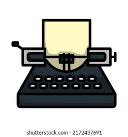 Icono de máquina de escribir. Contorno de negrita editable con diseño de relleno de color. Ilustración vectorial.