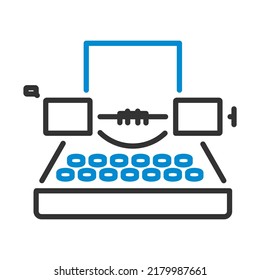 Typewriter Icon. Editable Bold Outline With Color Fill Design. Vector Illustration.
