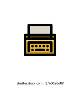 Vector de logotipo de iluminación plana de icono de máquina de escribir
