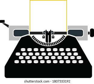 Typewriter Icon. Flat Color Design. Vector Illustration.