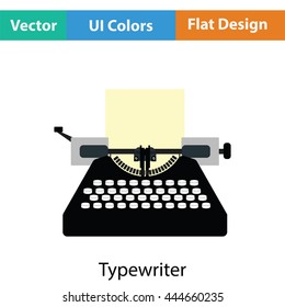 Typewriter icon. Flat color design. Vector illustration.