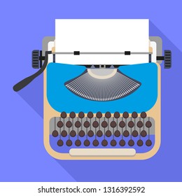 Typewriter icon. Flat illustration of typewriter vector icon for web design