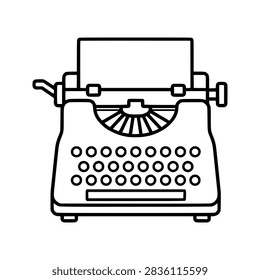 Typewriter icon flat outline in black