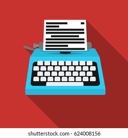 Typewriter icon in flat style isolated on white background. Films and cinema symbol stock vector illustration.