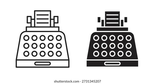 Typewriter icon with glyph and line. black vector icons for Web UI