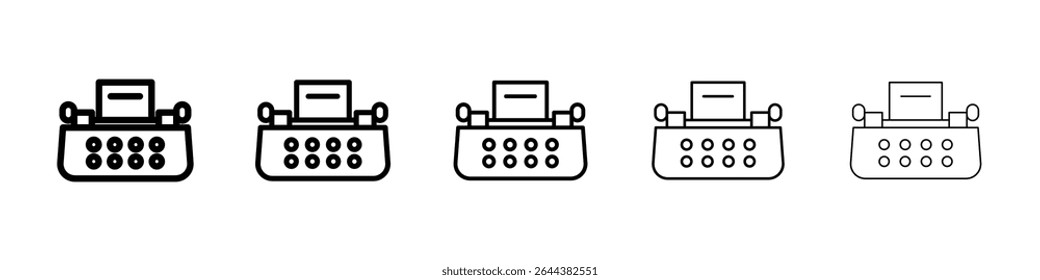 Typewriter icon graphic set. trendy stroke line style