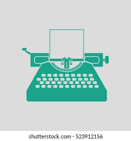 Typewriter icon. Gray background with green. Vector illustration.