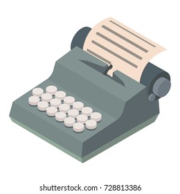 Typewriter icon. Isometric illustration of typewriter icon for web