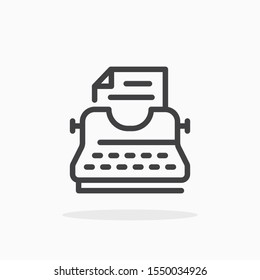 Typewriter icon in line style. For your design, logo. Vector illustration. Editable Stroke.