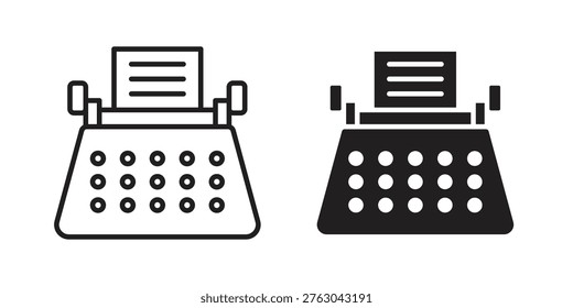 Typewriter icon linear vector outline, symbol logo design style