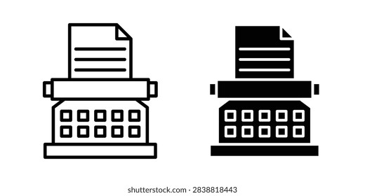 Typewriter icon minimal illustration set