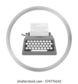 Typewriter icon in monochrome style isolated on white background. Films and cinema symbol stock vector illustration.