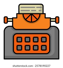 Typewriter icon. office material icon. lineal color