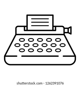 Typewriter icon. Outline typewriter vector icon for web design isolated on white background