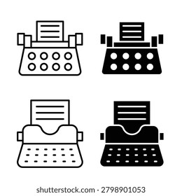Typewriter icon pack in black