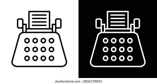 Typewriter icon set in bundle and white.