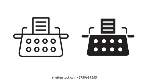 Typewriter icon set in flat and line style vectors