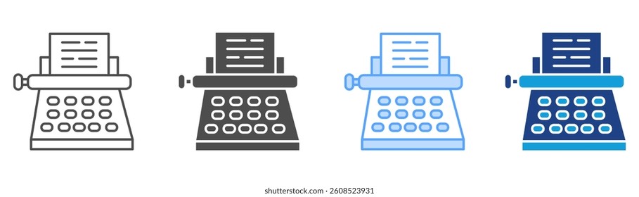 Typewriter Icon Set Multiple Style Collection