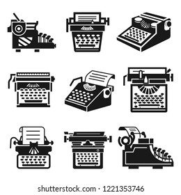 Typewriter icon set. Simple set of typewriter vector icons for web design on white background