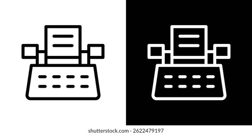 Typewriter icon shape graphic simple plain clipart symbol. thin line outline art