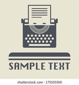 Typewriter icon or sign, vector illustration