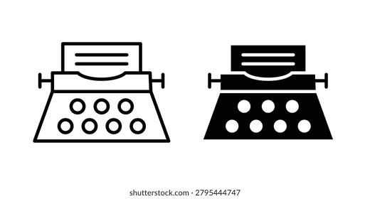 Typewriter icon silhouette vector set. thin line pack.