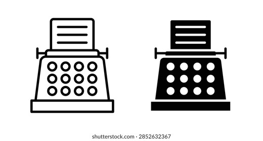 Typewriter icon solid pictograms collection