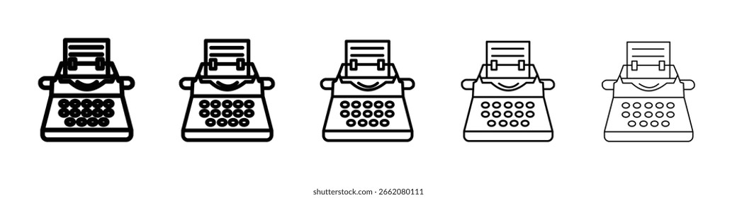 Ícone de máquina de escrever Conceito de símbolo para web design.ícone de vetor de linha simples. ilustração de logotipo.