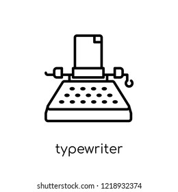 Typewriter icon. Trendy modern flat linear vector Typewriter icon on white background from thin line law and justice collection, editable outline stroke vector illustration