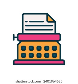 typewriter icon. vector filled color icon for your website, mobile, presentation, and logo design.