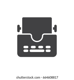 Typewriter icon vector, filled flat sign, solid pictogram isolated on white. Symbol, logo illustration. Pixel perfect