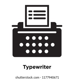 Typewriter icon vector isolated on white background, logo concept of Typewriter sign on transparent background, filled black symbol