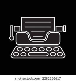 typewriter icon, vintage, linear style, vector illustration 