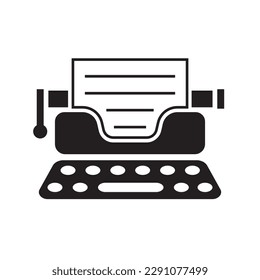 typewriter icon, vintage, linear style, vector illustration 