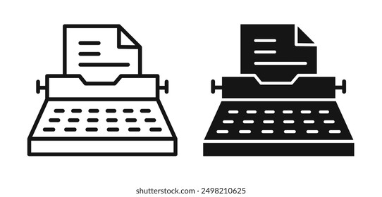 Typewriter iconicon vector collection in outlined and solid style