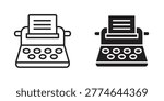 Typewriter icons Black symbol on transparent background. EPS10