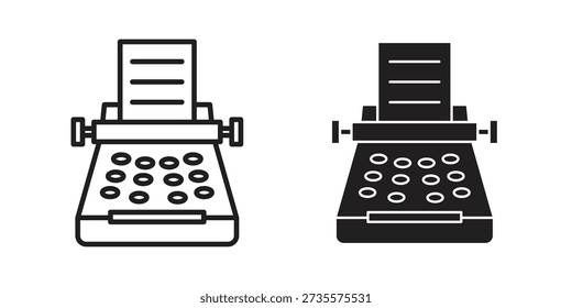 Typewriter icons Concepts. black solid and line stroke designs for web and app use