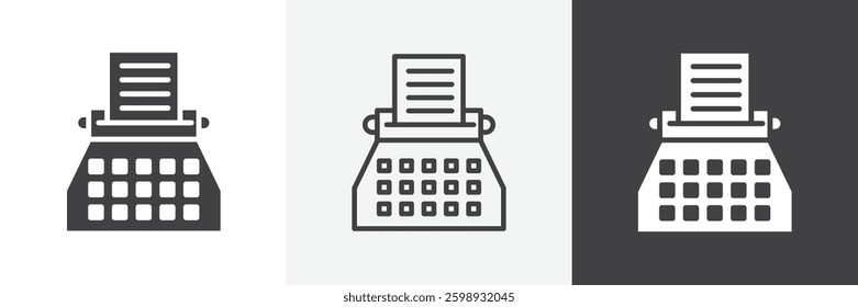Typewriter icons in Thin line black color. flat simple vector symbols illustration.