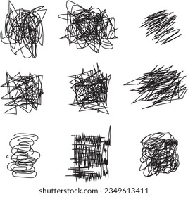 Typewriter ink hatching, scribble isolated on white background