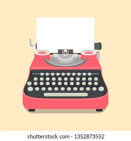 Typewriter isolated vector design illustration. Old, anique writing machine