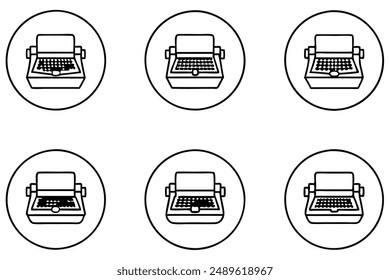 Teclas de la máquina de escribir line art description theme