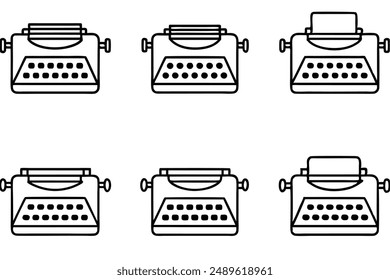 Typewriter Keys line art sketching style