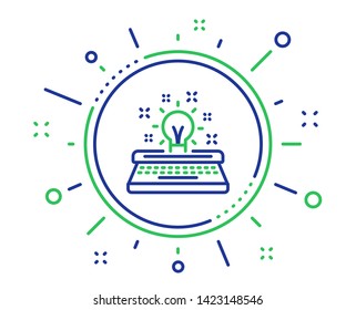 Typewriter line icon. Creativity sign. Inspiration light bulb symbol. Quality design elements. Technology typewriter button. Editable stroke. Vector