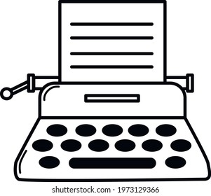Typewriter line icon, outline vector sign, linear pictogram isolated on white. Symbol, logo illustration