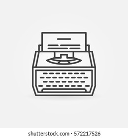 Typewriter line icon. Vector minimal copywriting concept symbol