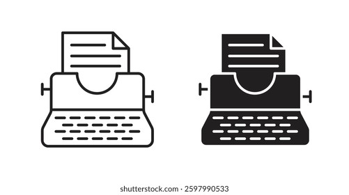 Typewriter line icon vector set.